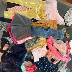 20 Pairs or girls pants and shorts size 18 mo thru 2T
